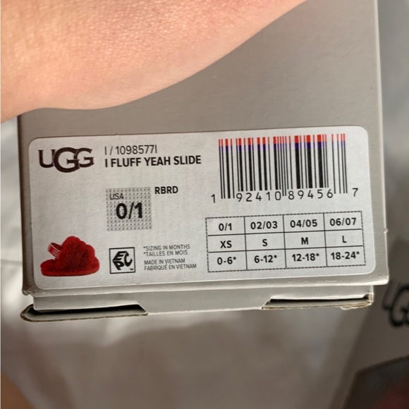 Ugg Australia Fluff Yeah Red White Sides New Infant 0/1 - Picture 5 of 6